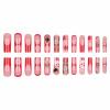 image:imageBABALAL Press On Nails Extra Long Square Fake Nails White Chrome French Tip amp 3D Gold Chain 3D Design Glossy Full Cover Glue On Nails For Women And Girls 24PcsFNP01red