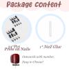 image:imageBABALAL Press On Nails Extra Long Square Fake Nails White Chrome French Tip amp 3D Gold Chain 3D Design Glossy Full Cover Glue On Nails For Women And Girls 24PcsFNP21goth