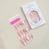 image:imageBABALAL Press On Nails Extra Long Square Fake Nails White Chrome French Tip amp 3D Gold Chain 3D Design Glossy Full Cover Glue On Nails For Women And Girls 24PcsFNP02pink