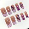 image:imageBABALAL Press On Nails Extra Long Square Fake Nails White Chrome French Tip amp 3D Gold Chain 3D Design Glossy Full Cover Glue On Nails For Women And Girls 24PcsFNP0302