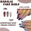 image:imageBABALAL Press On Nails Extra Long Square Fake Nails White Chrome French Tip amp 3D Gold Chain 3D Design Glossy Full Cover Glue On Nails For Women And Girls 24PcsFNP29spider