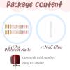 image:imageBABALAL Press On Nails Extra Long Square Fake Nails White Chrome French Tip amp 3D Gold Chain 3D Design Glossy Full Cover Glue On Nails For Women And Girls 24PcsFNP0304