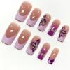 image:imageBABALAL Press On Nails Extra Long Square Fake Nails White Chrome French Tip amp 3D Gold Chain 3D Design Glossy Full Cover Glue On Nails For Women And Girls 24PcsFNP0302