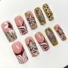 image:imageBABALAL Press On Nails Extra Long Square Fake Nails White Chrome French Tip amp 3D Gold Chain 3D Design Glossy Full Cover Glue On Nails For Women And Girls 24PcsFNP0303