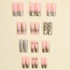 image:imageBABALAL Press On Nails Extra Long Square Fake Nails White Chrome French Tip amp 3D Gold Chain 3D Design Glossy Full Cover Glue On Nails For Women And Girls 24PcsFNP0305