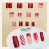 image:imageBABALAL Press On Nails Extra Long Square Fake Nails White Chrome French Tip amp 3D Gold Chain 3D Design Glossy Full Cover Glue On Nails For Women And Girls 24PcsFNP08redxmas