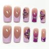 image:imageBABALAL Press On Nails Extra Long Square Fake Nails White Chrome French Tip amp 3D Gold Chain 3D Design Glossy Full Cover Glue On Nails For Women And Girls 24PcsFNP0302