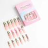 image:imageBABALAL Press On Nails Extra Long Square Fake Nails White Chrome French Tip amp 3D Gold Chain 3D Design Glossy Full Cover Glue On Nails For Women And Girls 24PcsFNP14camouflage