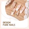 image:imageBABALAL Press On Nails Extra Long Square Fake Nails White Chrome French Tip amp 3D Gold Chain 3D Design Glossy Full Cover Glue On Nails For Women And Girls 24PcsFNP0301