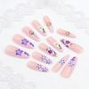 image:imageBABALAL Press On Nails Long Almond Fake Nails Green Cat Eye Design with 3D Floral Summer Spring Art Glossy Full Cover Glue On Nails For Women And Girls 24PcsANS20703