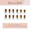image:imageBABALAL Press On Nails Long Almond Fake Nails Green Cat Eye Design with 3D Floral Summer Spring Art Glossy Full Cover Glue On Nails For Women And Girls 24PcsANS20801