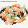 image:imageBABALAL Press On Nails Long Almond Fake Nails Green Cat Eye Design with 3D Floral Summer Spring Art Glossy Full Cover Glue On Nails For Women And Girls 24PcsANS20702