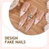 image:imageBABALAL Press On Nails Long Almond Fake Nails Green Cat Eye Design with 3D Floral Summer Spring Art Glossy Full Cover Glue On Nails For Women And Girls 24PcsANS20801
