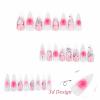 image:imageBABALAL Press On Nails Long Almond Fake Nails Green Cat Eye Design with 3D Floral Summer Spring Art Glossy Full Cover Glue On Nails For Women And Girls 24PcsANS214