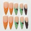 image:imageBABALAL Press On Nails Long Almond Fake Nails Green Cat Eye Design with 3D Floral Summer Spring Art Glossy Full Cover Glue On Nails For Women And Girls 24PcsANS20702