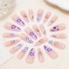image:imageBABALAL Press On Nails Long Almond Fake Nails Green Cat Eye Design with 3D Floral Summer Spring Art Glossy Full Cover Glue On Nails For Women And Girls 24PcsANS20703