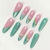 image:imageBABALAL Press On Nails Long Almond Fake Nails Green Cat Eye Design with 3D Floral Summer Spring Art Glossy Full Cover Glue On Nails For Women And Girls 24PcsANS20902