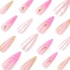 image:imageBABALAL Press On Nails Long Almond Fake Nails Green Cat Eye Design with 3D Floral Summer Spring Art Glossy Full Cover Glue On Nails For Women And Girls 24PcsANS217mermaid