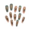 image:imageBABALAL Press On Nails Long Coffin Fake Nails Nude With Gold Glitter amp Marble Design Glossy Full Cover Glue On Nails For Women And Girls 24PcsCNC101