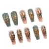 image:imageBABALAL Press On Nails Long Coffin Fake Nails Nude With Gold Glitter amp Marble Design Glossy Full Cover Glue On Nails For Women And Girls 24PcsCNC101