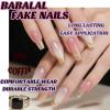 image:imageBABALAL Press On Nails Long Coffin Fake Nails Nude With Gold Glitter amp Marble Design Glossy Full Cover Glue On Nails For Women And Girls 24PcsCNC102
