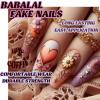 image:imageBABALAL Press On Nails Long Coffin Fake Nails Nude With Gold Glitter amp Marble Design Glossy Full Cover Glue On Nails For Women And Girls 24PcsCNC103
