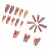 image:imageBABALAL Press On Nails Long Coffin Fake Nails Nude With Gold Glitter amp Marble Design Glossy Full Cover Glue On Nails For Women And Girls 24PcsCNC103