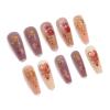 image:imageBABALAL Press On Nails Long Coffin Fake Nails Nude With Gold Glitter amp Marble Design Glossy Full Cover Glue On Nails For Women And Girls 24PcsCNC103