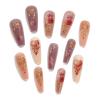 image:imageBABALAL Press On Nails Long Coffin Fake Nails Nude With Gold Glitter amp Marble Design Glossy Full Cover Glue On Nails For Women And Girls 24PcsCNC103