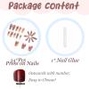 image:imageBABALAL Press On Nails Long Coffin Fake Nails Nude With Gold Glitter amp Marble Design Glossy Full Cover Glue On Nails For Women And Girls 24PcsCNC103