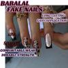 image:imageBABALAL Press On Nails Long Coffin Fake Nails Nude With Gold Glitter amp Marble Design Glossy Full Cover Glue On Nails For Women And Girls 24PcsCNC106