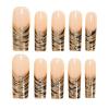 image:imageBABALAL Press On Nails Long Coffin Fake Nails Nude With Gold Glitter amp Marble Design Glossy Full Cover Glue On Nails For Women And Girls 24PcsCNC108