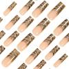 image:imageBABALAL Press On Nails Long Coffin Fake Nails Nude With Gold Glitter amp Marble Design Glossy Full Cover Glue On Nails For Women And Girls 24PcsCNC108