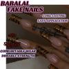 image:imageBABALAL Press On Nails Long Coffin Fake Nails Nude With Gold Glitter amp Marble Design Glossy Full Cover Glue On Nails For Women And Girls 24PcsCNC108