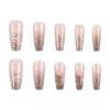 image:imageBABALAL Press On Nails Long Coffin Fake Nails Nude With Gold Glitter amp Marble Design Glossy Full Cover Glue On Nails For Women And Girls 24PcsCNC11101