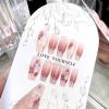 image:imageBABALAL Press On Nails Long Coffin Fake Nails Nude With Gold Glitter amp Marble Design Glossy Full Cover Glue On Nails For Women And Girls 24PcsCNC111