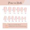 image:imageBABALAL Press On Nails Long Coffin Fake Nails Nude With Gold Glitter amp Marble Design Glossy Full Cover Glue On Nails For Women And Girls 24PcsCNC111