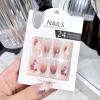 image:imageBABALAL Press On Nails Long Coffin Fake Nails Nude With Gold Glitter amp Marble Design Glossy Full Cover Glue On Nails For Women And Girls 24PcsCNC111