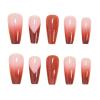 image:imageBABALAL Press On Nails Long Coffin Fake Nails Nude With Gold Glitter amp Marble Design Glossy Full Cover Glue On Nails For Women And Girls 24PcsCNC112