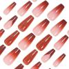 image:imageBABALAL Press On Nails Long Coffin Fake Nails Nude With Gold Glitter amp Marble Design Glossy Full Cover Glue On Nails For Women And Girls 24PcsCNC112