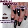 image:imageBABALAL Press On Nails Long Coffin Fake Nails Nude With Gold Glitter amp Marble Design Glossy Full Cover Glue On Nails For Women And Girls 24PcsCNC113
