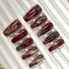 image:imageBABALAL Press On Nails Long Coffin Fake Nails Nude With Gold Glitter amp Marble Design Glossy Full Cover Glue On Nails For Women And Girls 24PcsCNC11401