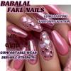 image:imageBABALAL Press On Nails Long Coffin Fake Nails Nude With Gold Glitter amp Marble Design Glossy Full Cover Glue On Nails For Women And Girls 24PcsCNC114