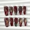 image:imageBABALAL Press On Nails Long Coffin Fake Nails Nude With Gold Glitter amp Marble Design Glossy Full Cover Glue On Nails For Women And Girls 24PcsCNC11401