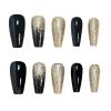 image:imageBABALAL Press On Nails Long Coffin Fake Nails Nude With Gold Glitter amp Marble Design Glossy Full Cover Glue On Nails For Women And Girls 24PcsCNC116