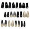 image:imageBABALAL Press On Nails Long Coffin Fake Nails Nude With Gold Glitter amp Marble Design Glossy Full Cover Glue On Nails For Women And Girls 24PcsCNC116