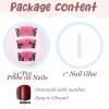 image:imageBABALAL Press On Nails Long Square Fake Nails Nude Mixed Colorful Floral Print Glossy Glue On Nails For Women And Girls 24Pcs ReusableFnm0301