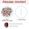image:imageBABALAL Press On Nails Long Square Fake Nails Nude Mixed Colorful Floral Print Glossy Glue On Nails For Women And Girls 24Pcs ReusableFnm0305
