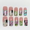 image:imageBABALAL Press On Nails Long Square Fake Nails Nude Mixed Colorful Floral Print Glossy Glue On Nails For Women And Girls 24Pcs ReusableFnm0305