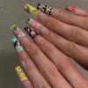 image:imageBABALAL Press On Nails Long Square Fake Nails Nude Mixed Colorful Floral Print Glossy Glue On Nails For Women And Girls 24Pcs ReusableFnm0305